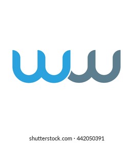 initial letter ww linked round lowercase logo blue
