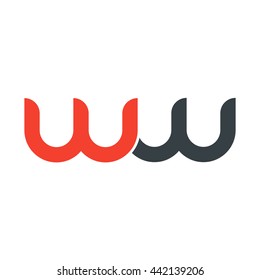initial letter ww linked round lowercase logo red