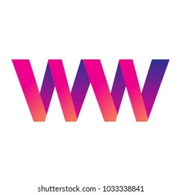 Initial Letter WW Logo Lowercase, magenta and orange, Modern and Simple Logo Design.