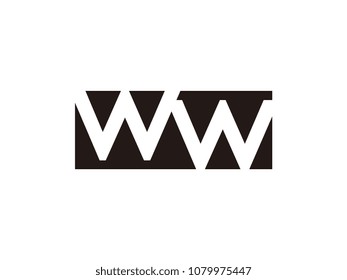 Initial letter ww lowercase logo black and white