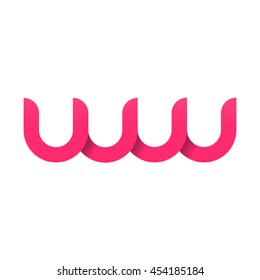 initial letter ww modern linked circle round lowercase logo pink