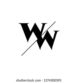 Initial Letter WW Monogram Sliced. Logo template isolated on white background
