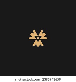 Initial Letter WWM Roof Simple Business Logo,
