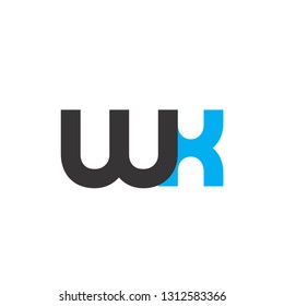Initial Letter WX Linked Circle Lowercase Logo Black Blue Icon Design Template Element - Vector