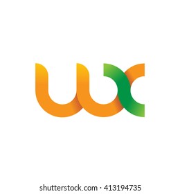 initial letter wx linked round lowercase logo orange green