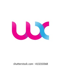 initial letter wx linked round lowercase logo pink blue purple