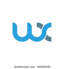 initial letter wx linked round lowercase logo blue