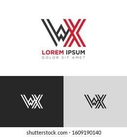 Initial Letter WX linked uppercase overlap modern logo design template. Suitable for business, consulting group company