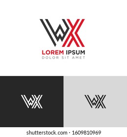 Initial Letter WX linked uppercase overlap modern logo design template. Suitable for business, consulting group company