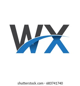 initial letter WX logotype company name colored blue and grey swoosh design. vector logo for business and company identity.
