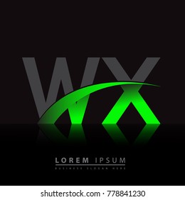initial letter WX logotype company name colored green and black swoosh design. vector logo for business and company identity.
