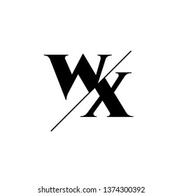 Initial Letter WX Monogram Sliced. Logo template isolated on white background