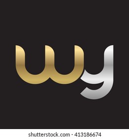 initial letter wy linked round lowercase logo gold silver black background
