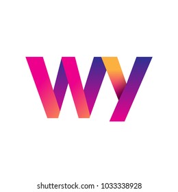 Initial Letter WY Logo Lowercase, magenta and orange, Modern and Simple Logo Design.