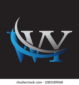 initial letter WY logotype company name colored blue and grey swoosh design. vector logo for business and company identity.