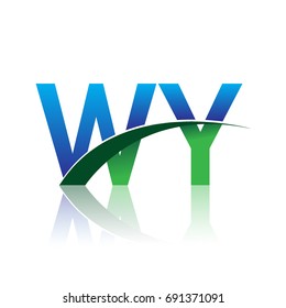 initial letter WY logotype company name colored blue and green swoosh design. vector logo for business and company identity.
