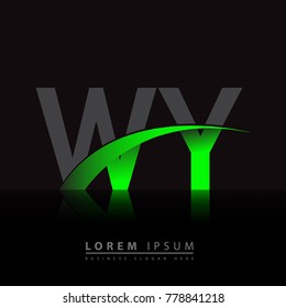 initial letter WY logotype company name colored green and black swoosh design. vector logo for business and company identity.
