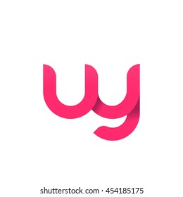 initial letter wy modern linked circle round lowercase logo pink