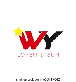 Initial letter wy yellow star logo red black
