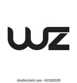 initial letter wz linked round lowercase monogram logo black