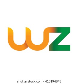 initial letter wz linked round lowercase logo orange green
