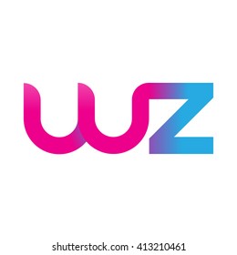 initial letter wz linked round lowercase logo pink blue purple