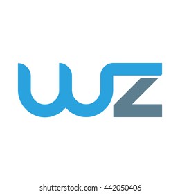 initial letter wz linked round lowercase logo blue