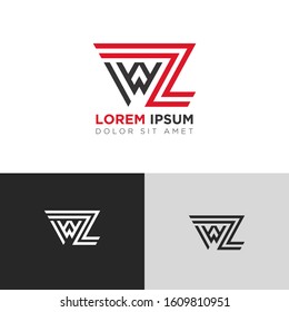 Initial Letter WZ linked uppercase overlap modern logo design template. Suitable for business, consulting group company