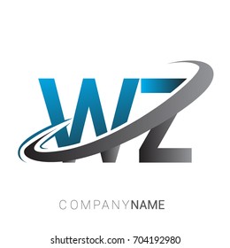 initial letter WZ logotype company name colored blue and grey swoosh design. logo design for business and company identity.