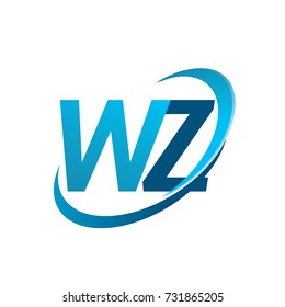 initial letter WZ logotype company name colored blue swoosh design concept. vector logo for business and company identity.