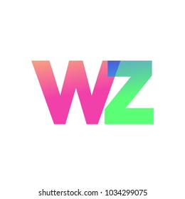 Initial Letter WZ Lowercase Logo green, pink and Blue, Modern and Simple Logo Design.