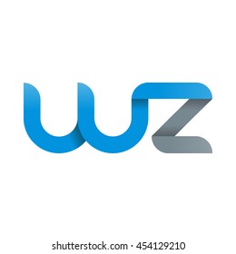 initial letter wz modern linked circle round lowercase logo blue gray