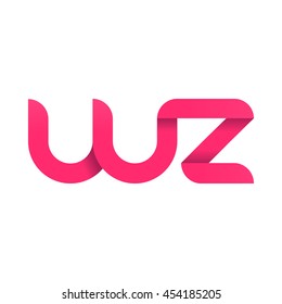 initial letter wz modern linked circle round lowercase logo pink