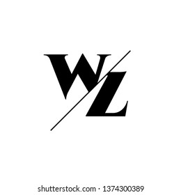 Initial Letter WZ Monogram Sliced. Logo template isolated on white background