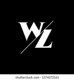 Initial Letter WZ Monogram Sliced. Logo template isolated on black background