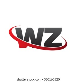 initial letter WZ swoosh ring company logo red black