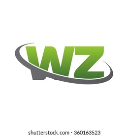initial letter WZ swoosh ring company logo green gray