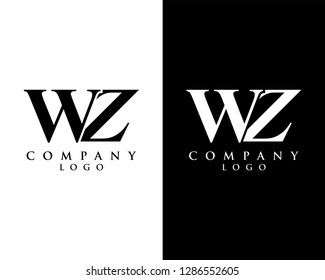 initial letter wz, zw logotype company name black and white design. vector logo for business and company identity