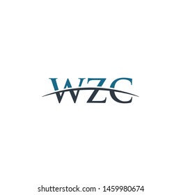 Initial letter WZC, overlapping movement swoosh horizon logo company design inspiration in blue and gray color vector