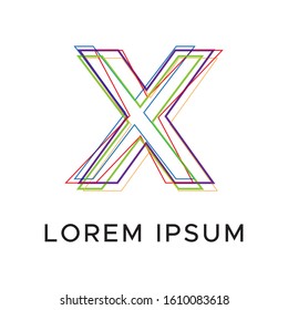 initial letter x abstract line logo