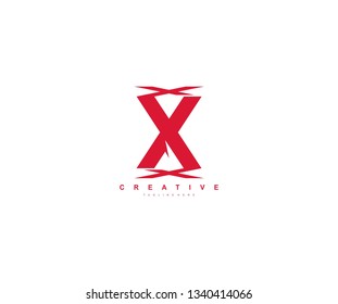 Initial Letter X Abstract Modern Futuristic Sharp Stylish Red Color Logo