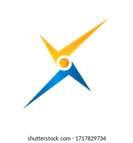 Initial letter X in abstract style on white background. Flat design letter X for element design. Vector illustration 