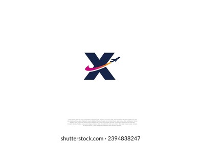 Initial Letter X and airplane for agency travel check, transport, logistics, delivery logo design. Vector illustration template
