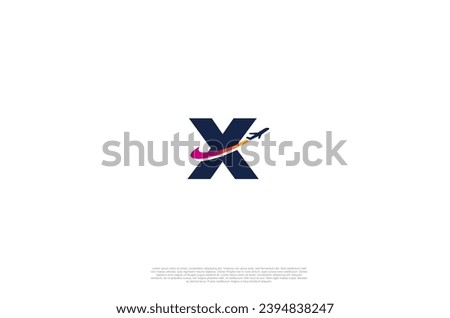 Initial Letter X and airplane for agency travel check, transport, logistics, delivery logo design. Vector illustration template

