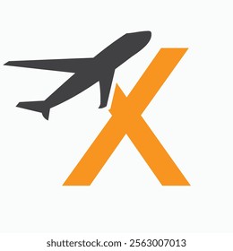 Initial Letter X Airplane Logo Concept For Travel Symbol And Transportation Sign