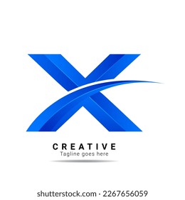 Initial letter X alphabet logo blue color design. vector logotype for business and company identity