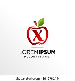 Initial Letter X with Apple Fruit