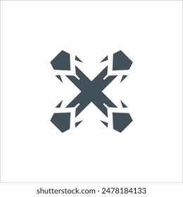 Initial Letter X with Arrows Right and Left