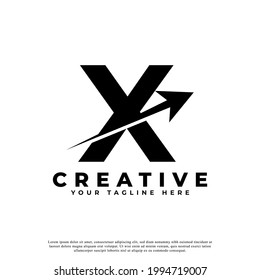 Letra inicial X Tipo artístico creativo de flecha arriba Logotipo de forma. Usable para logotipos de empresas y marcas.