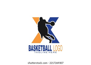 initial Letter X basketball logo
